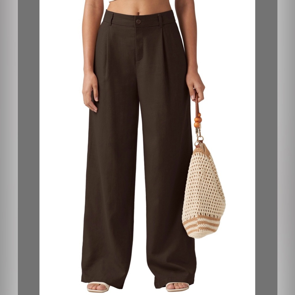 Wide-Leg Brown Trousers